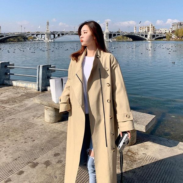 women's trench coats 2021 spring autumn fashion street oversized x-long outerwear female loose clothing casual khaki coat, Tan;black
women's trench coats 2021 spring autumn fashion street oversized x-long outerwear female loose clothing casual khaki coat, Tan;black