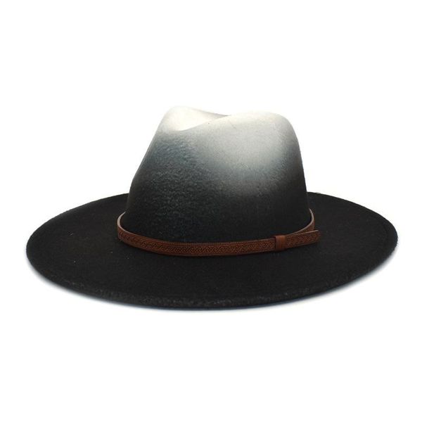 wide brim hats foreign trade autumn and winter gradually changing wool felt hat outdoor warm jazz fedora women, Blue;gray
wide brim hats foreign trade autumn and winter gradually changing wool felt hat outdoor warm jazz fedora women, Blue;gray