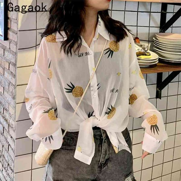 women chiffon chic sun protection shirt summer lapel print streetwear loose casual sweet wild &blouse 210531, White
women chiffon chic sun protection shirt summer lapel print streetwear loose casual sweet wild &blouse 210531, White