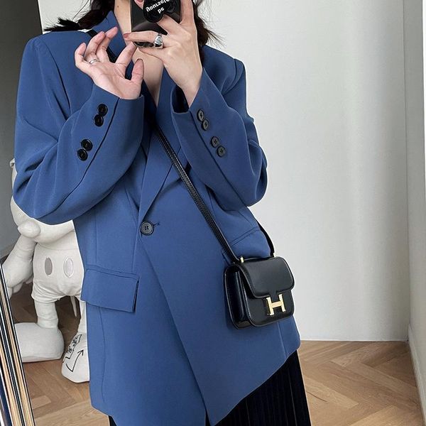 women's suits & blazers blue elegant women blazer button up sleeve oblique one black suit coat korean style loose good quality, White;black
women's suits & blazers blue elegant women blazer button up sleeve oblique one black suit coat korean style loose good quality, White;black