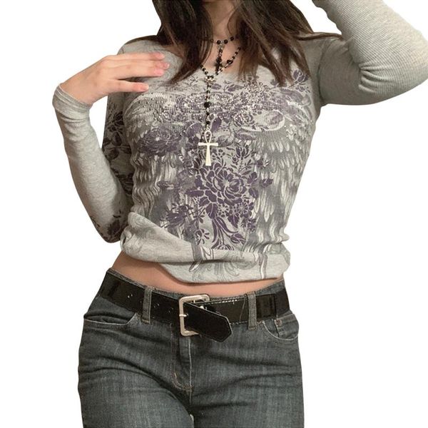 women's t-shirt womens casual polyester autumn spring long sleeve vintage feather wing flower printed round neck, White
women's t-shirt womens casual polyester autumn spring long sleeve vintage feather wing flower printed round neck, White