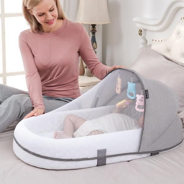 breathable mosquito net portable baby bed bumper diaper bag backpack sleeping nest for borns cribs