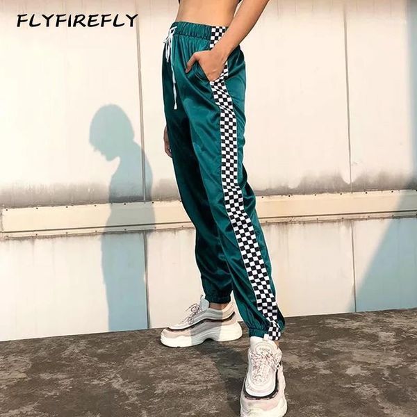 high waist satin black pants vinatge green joggers elegant korean sweatpants streetwear long ladies trousers red1, Black;white 
high waist satin black pants vinatge green joggers elegant korean sweatpants streetwear long ladies trousers red1, Black;white