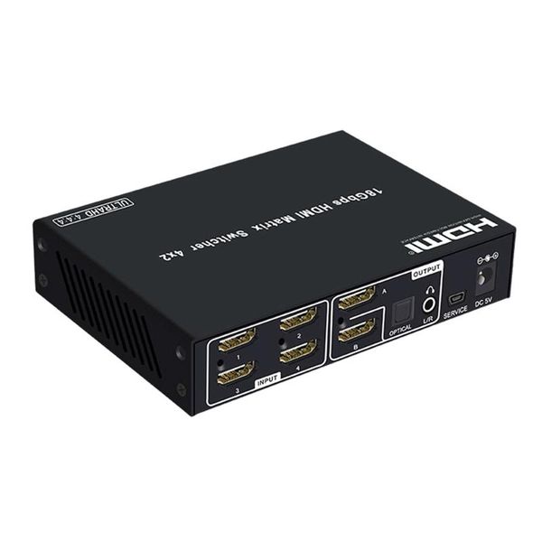 audio cables & connectors matrix switcher 4 into 2 output splitter 18g bandwidth optical fiber am-b42a black(eu plug)
audio cables & connectors matrix switcher 4 into 2 output splitter 18g bandwidth optical fiber am-b42a black(eu plug)