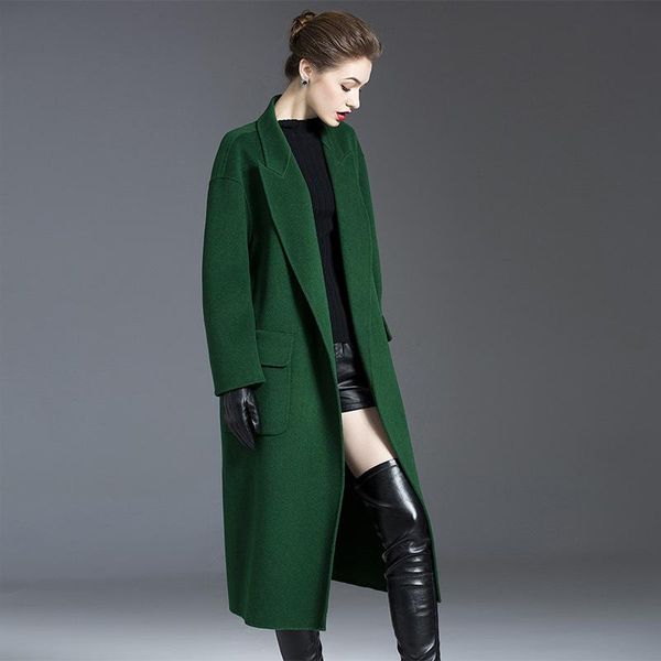 women's wool & blends winter double-faced coat autumn long cashmere coats with belt ladies outwear over knee abrigo mujer wpy18, Black
women's wool & blends winter double-faced coat autumn long cashmere coats with belt ladies outwear over knee abrigo mujer wpy18, Black