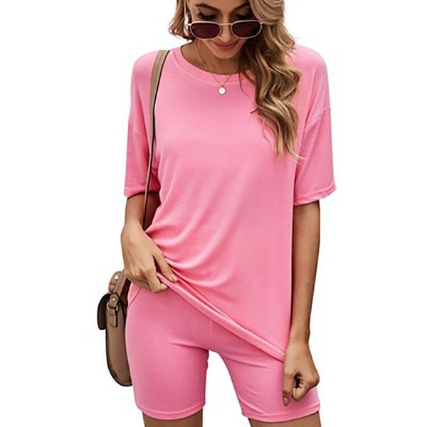 summer women's solid color t-shirt with tight shorts sports home two-piece suit tracksuits, Gray
summer women's solid color t-shirt with tight shorts sports home two-piece suit tracksuits, Gray