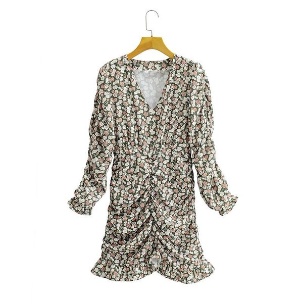 women summer fold floral print dress v-neck character mini long sleeve chic casual loose dresses, Black;gray
women summer fold floral print dress v-neck character mini long sleeve chic casual loose dresses, Black;gray