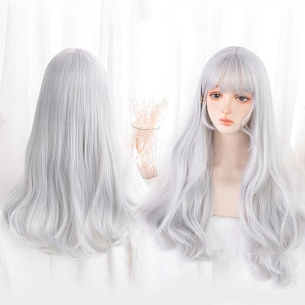 synthetic wigs houyan long wave silver white wig bangs cosplay pink purple blue lolita hair band natural, Black
synthetic wigs houyan long wave silver white wig bangs cosplay pink purple blue lolita hair band natural, Black