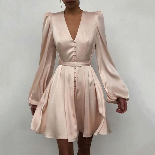 elegant spring satin bishop sleeve a-line dress women v-neck high waist button solid ruffled long casual dresses, Black;gray
elegant spring satin bishop sleeve a-line dress women v-neck high waist button solid ruffled long casual dresses, Black;gray