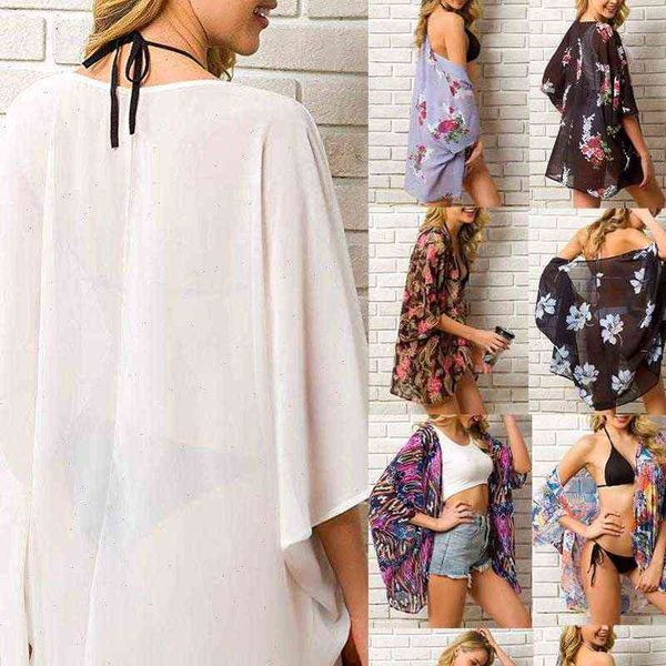 summer chiffon floral kimono women blouses beach cardigan sheer cover up swimwear long blouse female, White
summer chiffon floral kimono women blouses beach cardigan sheer cover up swimwear long blouse female, White