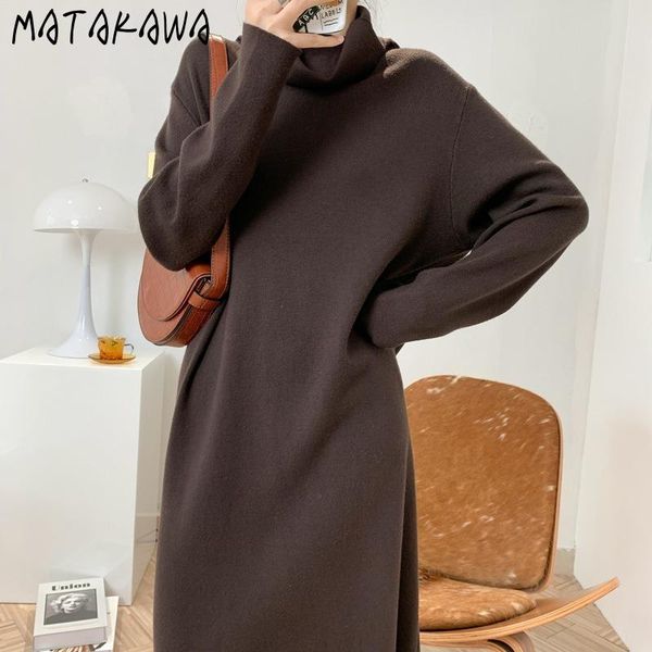 casual dresses matakawa 2021 winter bottoming women's robe solid knitted dress long sleeve pullover turtleneck sweater for women, Black;gray
casual dresses matakawa 2021 winter bottoming women's robe solid knitted dress long sleeve pullover turtleneck sweater for women, Black;gray