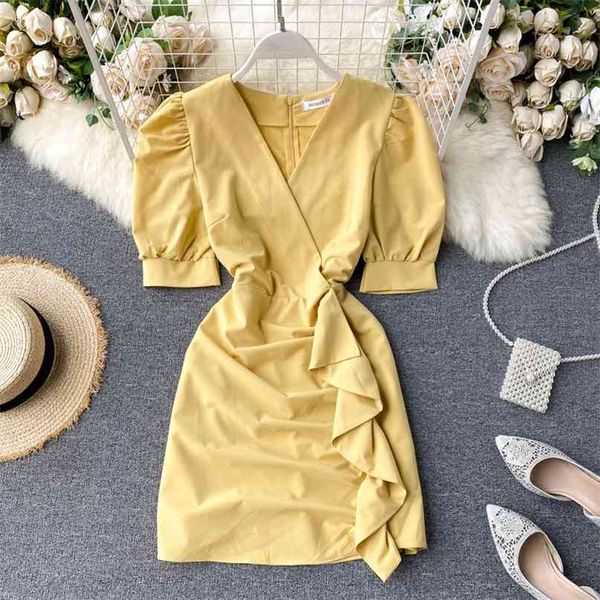 women short puff sleeve ruffled high waist slimming package hip dress summer v neck vestidos m805 210527, Black;gray
women short puff sleeve ruffled high waist slimming package hip dress summer v neck vestidos m805 210527, Black;gray