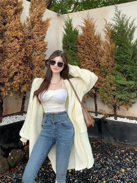 women's knits & tees price ~ korean chic loose and idle split mid-length sweater coat, White
women's knits & tees price ~ korean chic loose and idle split mid-length sweater coat, White
