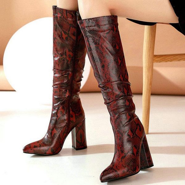 boots snake pu leather women knee high thick heel pointed toe shoes cowboy western autumn winter ladies, Black
boots snake pu leather women knee high thick heel pointed toe shoes cowboy western autumn winter ladies, Black