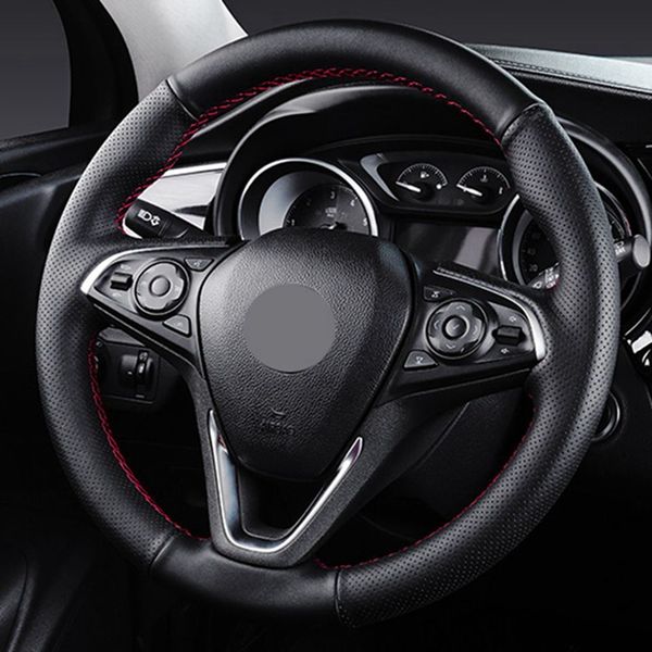 diy hand-stitched soft black genuine leather car steering wheel cover wear-resistant comfortable for buick envision 2014-2017
diy hand-stitched soft black genuine leather car steering wheel cover wear-resistant comfortable for buick envision 2014-2017