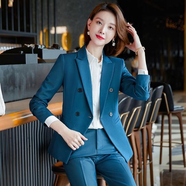 women's two piece pants fabric autumn winter formal uniform designs pantsuits with and jackets coat women professional blazers, White
women's two piece pants fabric autumn winter formal uniform designs pantsuits with and jackets coat women professional blazers, White