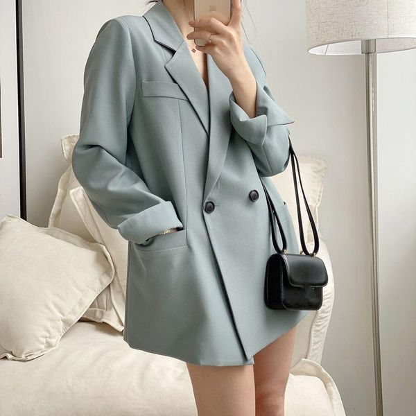women's suits & blazers autumn solid color elegant blue blazer women jacket korean style loose v-neck long sleeve black jackets for spr, White;black
women's suits & blazers autumn solid color elegant blue blazer women jacket korean style loose v-neck long sleeve black jackets for spr, White;black