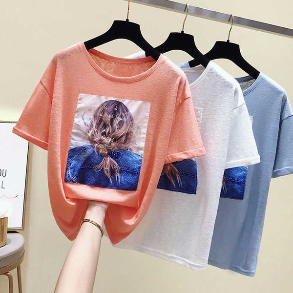 poleras mujer de moda print sequins t shirt women tshirt female summer t- korean fashion cotton tee femme 210615, White
poleras mujer de moda print sequins t shirt women tshirt female summer t- korean fashion cotton tee femme 210615, White