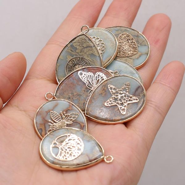 charms natural semi-precious stone pendant water droplets shape gilded edge ocean mineral for jewelry making necklaces gift, Bronze;silver
charms natural semi-precious stone pendant water droplets shape gilded edge ocean mineral for jewelry making necklaces gift, Bronze;silver