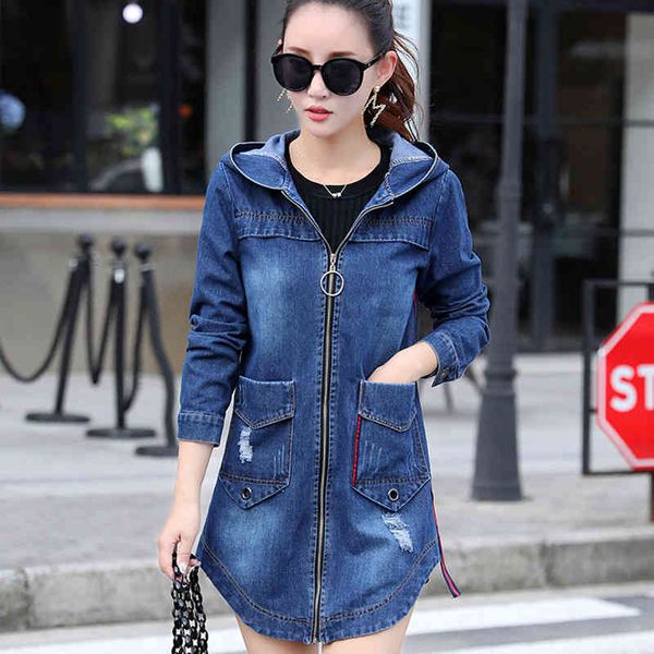 women's jackets cowboy hooded leather female korean fashion torn mid-length blue jacket tha5, Black;brown
women's jackets cowboy hooded leather female korean fashion torn mid-length blue jacket tha5, Black;brown