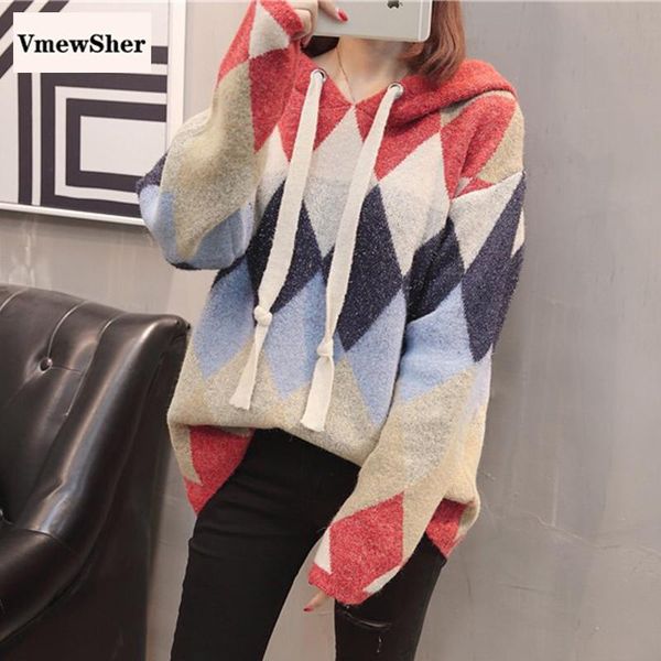 women's sweaters vmewsher women argyle patchwork hooded pullover sweater casual lace up loose basic chic autumn soft shiny knit coat, White;black
women's sweaters vmewsher women argyle patchwork hooded pullover sweater casual lace up loose basic chic autumn soft shiny knit coat, White;black
