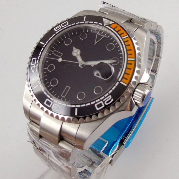 wristwatches 40mm black sterile dial sapphire automatic mens wristwatch 21 jewels miyota 8215 movement glass back ceramic insert, Slivery;brown
wristwatches 40mm black sterile dial sapphire automatic mens wristwatch 21 jewels miyota 8215 movement glass back ceramic insert, Slivery;brown