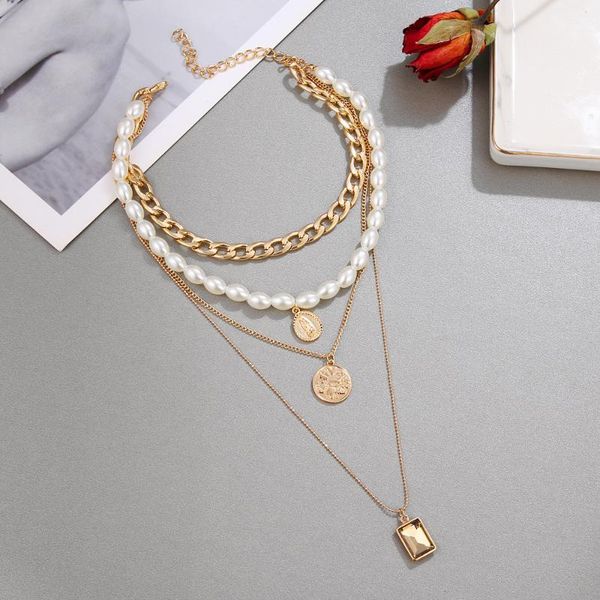 pendant necklaces korean multilayer round portrait coin necklace for women fashion punk gold color choker chain pearl jewelry, Silver
pendant necklaces korean multilayer round portrait coin necklace for women fashion punk gold color choker chain pearl jewelry, Silver