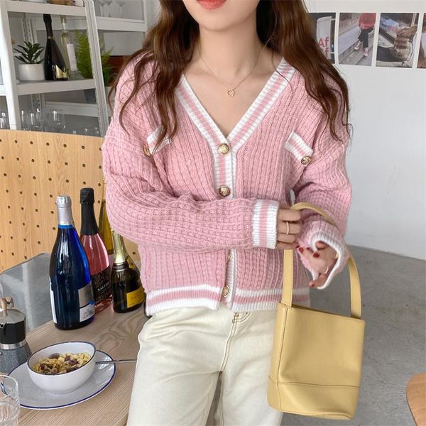 women's knits & tees design sense v-neck long sleeve single breasted clothing 2021 spring and autumn loose solid color sweater cardigan, White
women's knits & tees design sense v-neck long sleeve single breasted clothing 2021 spring and autumn loose solid color sweater cardigan, White