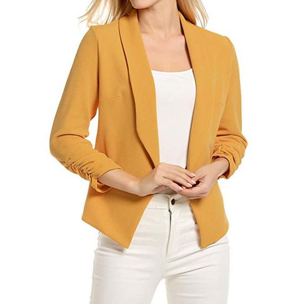 women's suits & blazers women buttonless three quarter sleeve slim short blazer 2021 simple solid color casual office spring all-match, White;black
women's suits & blazers women buttonless three quarter sleeve slim short blazer 2021 simple solid color casual office spring all-match, White;black