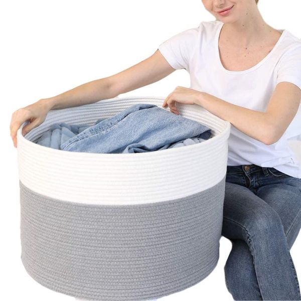 large laundry hamper, woven cotton rope dirty clothes toys storage basket with convenient handles bags
large laundry hamper, woven cotton rope dirty clothes toys storage basket with convenient handles bags