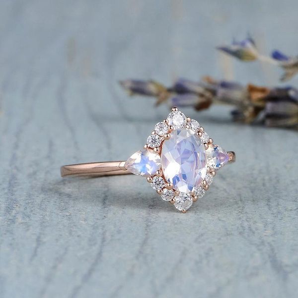 wedding rings rose gold plated oval white fire opal for women fashion jewelry bands zircon finger anillos, Slivery;golden