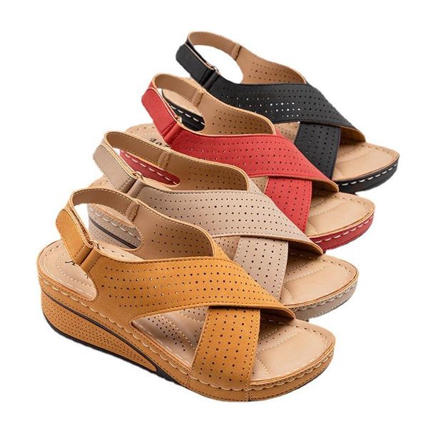 women sandal high heel wedge shoes big size outdoor non slip beach sandals vintage woman shoe 2021, Black
women sandal high heel wedge shoes big size outdoor non slip beach sandals vintage woman shoe 2021, Black