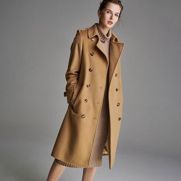 women's wool & blends shzq classic camel coat 2021 autumn and winter double-sided medium long temperament thick, Black
women's wool & blends shzq classic camel coat 2021 autumn and winter double-sided medium long temperament thick, Black