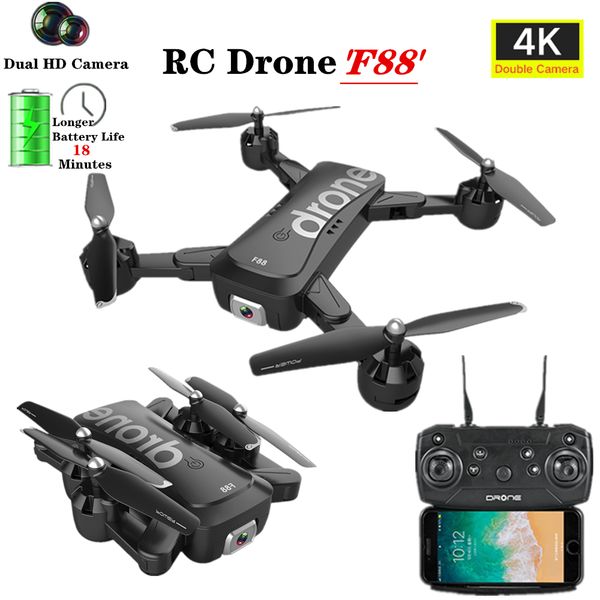 RC Drone 4K HD Wide Angle Dual Camera Fixed Hight Hold smart Follow Me Foldable RC Quadcopter Fly 18 min Helicopter F88 Toy Gift, 1080p foam box 1b
RC Drone 4K HD Wide Angle Dual Camera Fixed Hight Hold smart Follow Me Foldable RC Quadcopter Fly 18 min Helicopter F88 Toy Gift, 1080p foam box 1b