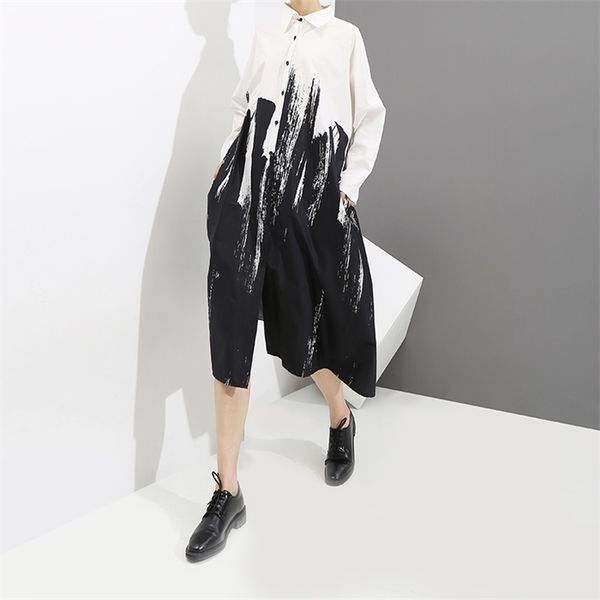 painting style long sleeve woman black and white printed shirt dress tie-dyed plus size midi ladies casual dress robe femme 3400, Black;gray
painting style long sleeve woman black and white printed shirt dress tie-dyed plus size midi ladies casual dress robe femme 3400, Black;gray