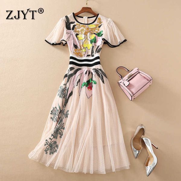 spring summer designer women runway sequined floral embroidery mesh dress party festa elegant vintage midi vestidos female 210601, Black;gray
spring summer designer women runway sequined floral embroidery mesh dress party festa elegant vintage midi vestidos female 210601, Black;gray