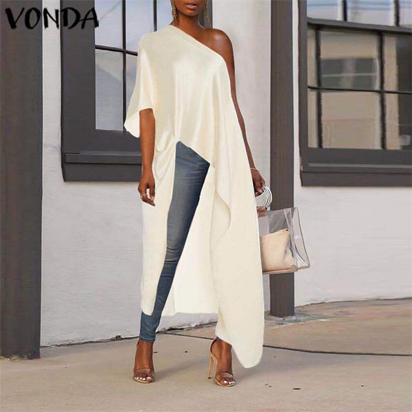 womens vonda 2021 fashion off one shoulder long blouse summer autumn shirts irregular blusas femininas oversized, White
womens vonda 2021 fashion off one shoulder long blouse summer autumn shirts irregular blusas femininas oversized, White
