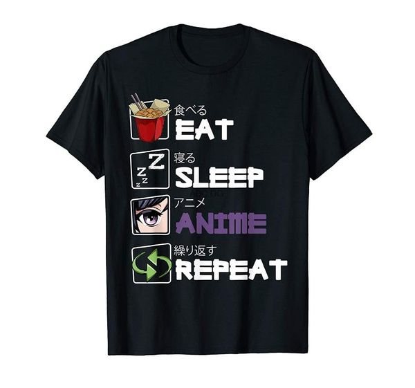 men's t-shirts eat sleep anime repeat kawaii otaku manga japan fan kanji t-shirt, White;black
men's t-shirts eat sleep anime repeat kawaii otaku manga japan fan kanji t-shirt, White;black