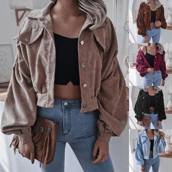 women's jackets women jacket slim solid color oversized coat female lantern long sleeve corduroy ladies casual short outwear, Black;brown
women's jackets women jacket slim solid color oversized coat female lantern long sleeve corduroy ladies casual short outwear, Black;brown