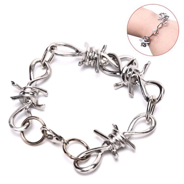 link, chain punk metal silver color wire brambles bracelet barbed link bangle fashion jewelry rock night club unisex, Black
link, chain punk metal silver color wire brambles bracelet barbed link bangle fashion jewelry rock night club unisex, Black