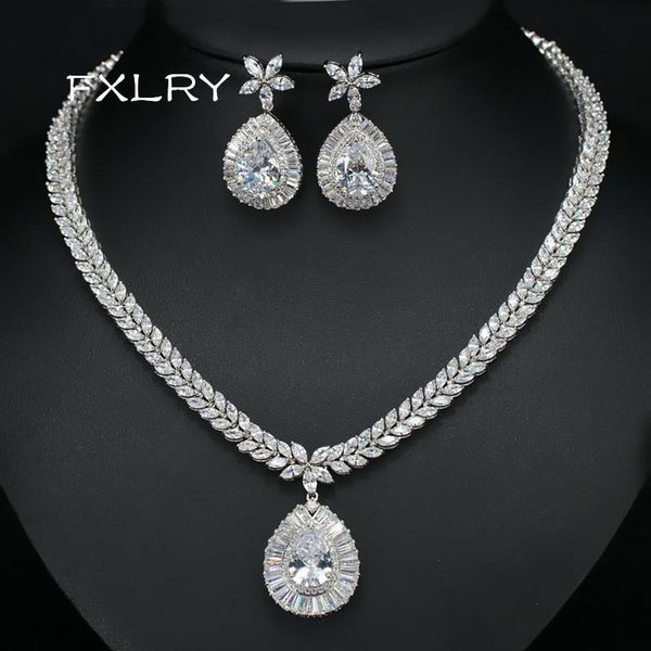 earrings & necklace fxlry design luxury white color cubic zircon geometric flower crystal necklaces wedding jewelry sets multicolor op, Silver
earrings & necklace fxlry design luxury white color cubic zircon geometric flower crystal necklaces wedding jewelry sets multicolor op, Silver
