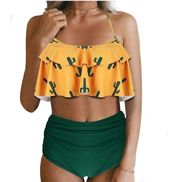 2021 new yama double ruffle high waist pants split floral big bikini swimsuit, White;black
2021 new yama double ruffle high waist pants split floral big bikini swimsuit, White;black