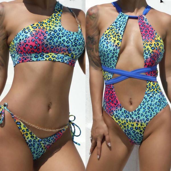 women's swimwear two piece split bikini suits fashion leopard or printed one-shoulder and lace-up low waist thong, White;black
women's swimwear two piece split bikini suits fashion leopard or printed one-shoulder and lace-up low waist thong, White;black