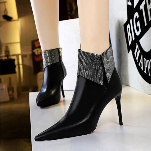 boots slim spring autumn thin high heels crystal pointed toe women ankle fashion winter plush ladies short botas 20211027, Black
boots slim spring autumn thin high heels crystal pointed toe women ankle fashion winter plush ladies short botas 20211027, Black