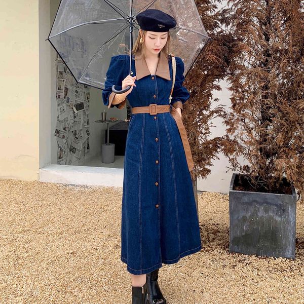 2021 autumn sleeve lapel long waist single breasted split panel contrast dark blue denim drs, Black;gray
2021 autumn sleeve lapel long waist single breasted split panel contrast dark blue denim drs, Black;gray