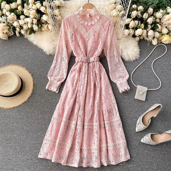casual dresses hollow out high waist dress women fashion mid-calf dressr spring lace long sleeve vestidos 2021, Black;gray
casual dresses hollow out high waist dress women fashion mid-calf dressr spring lace long sleeve vestidos 2021, Black;gray