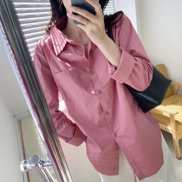 women's blouses & shirts 2022 women pure color pink turn down collar womens and cotton shirt blusas roupa feminina, White
women's blouses & shirts 2022 women pure color pink turn down collar womens and cotton shirt blusas roupa feminina, White