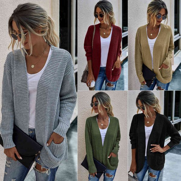 women's sweater autumn and winter 2021 leisure loose long sleeve cardigan my203s1078, White;black
women's sweater autumn and winter 2021 leisure loose long sleeve cardigan my203s1078, White;black