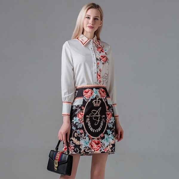 runway designer summer women's pattern floral print chiffon shirt fashion 2 piece set + slim bodycon pencil mini skirt set 210514, White
runway designer summer women's pattern floral print chiffon shirt fashion 2 piece set + slim bodycon pencil mini skirt set 210514, White