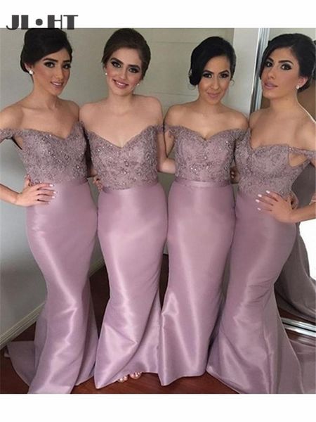 bridesmaid dress elegant mermaid wedding party dresses long hard satin thick sweep train, White;pink
bridesmaid dress elegant mermaid wedding party dresses long hard satin thick sweep train, White;pink